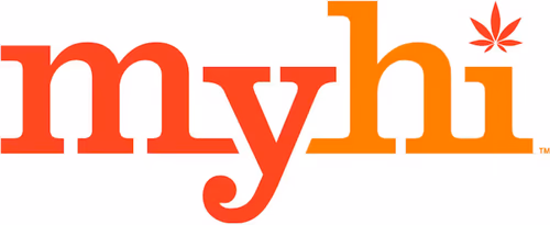 MyHi cannabis brand logo. Available at Leafology